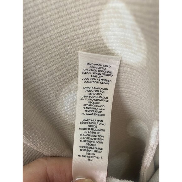 Chicos 2 Linen Blend Cardigan Womens  L 12/14 Beige/White Polka Dot Long Open - Picture 5 of 13